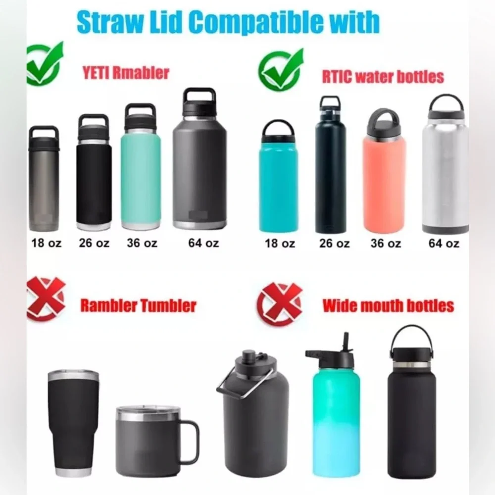 Yeti Rambler Replacement Straw lid for Yeti Rambler Water Bottle 18 26 36 64 oz. - Picture 3 of 7